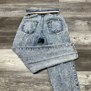 Vintage‎ 80s Traffic Blue Acid Wash Womens 9/10 High-Rise Button Fly Mom Jeans